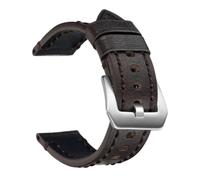 YsangTergm Oil Wax Genuine Leather Watch Strap with Hand Stitching Thread, Universal Replacement Band Fits 20-26mm, Vintage Style for Men Women(Dark Brown,22mm)