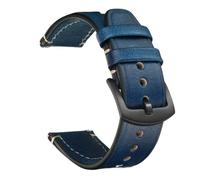 YsangTergm Vegetable-Tanned Genuine Leather Watch Strap, Vintage Quick Release Replacement Band Universal Fit for 18-24mm Lugs - Retro Style(Blue,22mm)