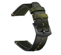 YsangTergm Vegetable-Tanned Genuine Leather Watch Strap, Vintage Quick Release Replacement Band Universal Fit for 18-24mm Lugs - Retro Style(Green,18mm)