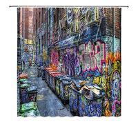 YSATNSFT Colorful Graffiti Shower Curtain Abstract Art Street Messy Spray Paint Creative Home Creative Fabric Bathroom Decor Set with Hooks,(70" WX70 H)