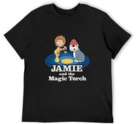 YSAWX Men's Jamie and The Magic Torch Retro Kids Tv Show Cartoon T-Shirt Black