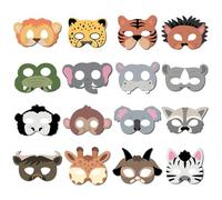 YSBCNK 16 Pieces Animal Masks for Kids, Jungle Party Decorations, Animal Theme Dress-Up Costumes for Halloween Birthday Party Favors, Role Play Educational Toys