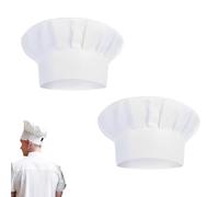 YSBCNK 2 Pcs Adjustable Cooking Cap, Kids Chef Hat for Kitchens, Hotels, Restaurants, Schools, Bars, Cafes, Businesses (White)