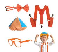 YSBCNK 4 Pieces Toy Story Costumes For, Kids Beret, Toy Story Costumes For Kids, Pretend Featuring Tools With Beret Hat Glasses Bow Tie Suspenders Tattoo Sticker For Party Halloween World Book Day