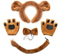 YSBCNK 5 Pieces Costume For Adults, Kids Lion Costume, Brown Lion Headband, Gloves, Tail And Paw Set For Adults And Kids - Carnival Stage Cosplay Accessories