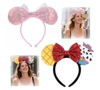 YSBCNK Ears, 2 Pack Mickey Mouse Headbands for Adults and Kids, Classic land Paris Essentials, Costume Party Accessories, 30cm Adjustable Ratatouille Style Minnie Ears