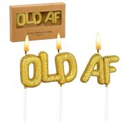 YSBJKWCF Funny Old AF Birthday Candles for Cake - Gold Glitter Comedic Joke Candles for Milestone Birthdays & Retirement Party Celebrations