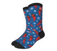 YSBKN Socks Novelty Crew Socks Funny Crazy Gifts For Men, Women And Teens, Pattern of Christmas Chilli, One Size
