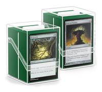 YSCare 2 Pack Card Deck Boxes, Deck Case with 200Pcs Card Sleeves and Dividers, Standard Clear Commander Cards Storage Box Fit for MTG, Sport, Trading Cards (Dark Green)