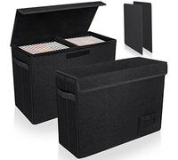 YSCare 2-Pack Comic Book Storage Boxes, Collapsible Comics Book Case with Dividers and Carrying Handles, Comic Short Box Holds 150 Comics, 15.5" X 7.5" X 11.3" Heavy-Duty Stackable Case