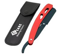 YSCARE Cut Throat Razor Stlye Straight Razor, Barber Razors, Premium Quality Straight Edge Moustache & Beard Shaving Hair Remover, Single Blade Shave, Shavette (Red/Black Stainess Steel)