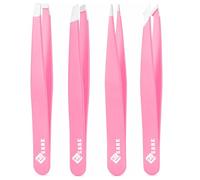 YSCARE Eyebrow Tweezers Set Stainless Steel Slanted and Pointed Tip Hairs Tweezer Set Eyebrows Plucking Eyelash Extension Beauty Ingrown Hair Remover Tool for Women and Men (Pink)