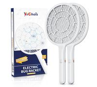 YsChois Electric Fly Swatter - Mosquito & Bug Zapper Racket with Gold Zone Voltage | Densest 3 mm Mesh, Apple-Like Weight - AA Battery Powered (not Included)- in&Outdoor Use, Pro Swat Tips - 2 Packs