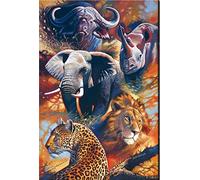YSCOLOR 5D Diamond Painting Cross Stitch Full Drill Round DIY Diamond Embroidery The Big Five Animal Diamond Mosaic Decoration Painting 11.8X15.8in/30X40cm