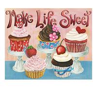 YSCOLOR 5D Diamond Painting Full Drill Cake Landscape Embroidery Cross Stitch 3D Home Decor Gift Make Life Sweet Kitchen Room Decal 11.8X15.8 in/30X40cm