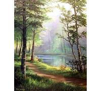 YSCOLOR 5D Round Diamond Painting Cross Stitch Forest Landscape Full Round Embroidery Tree Pattern Rhinestone Mosaic Arts Picture 11.8X15.8 in/30X40cm