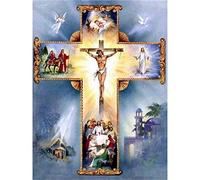 YSCOLOR 5D Round Diamond Painting Religions Christian Jesus Cross Of Christ DIY 5D Cross Stitch Diamond Embroidery Kits Diamond 11.8X15.8 in/30X40cm