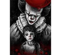 YSCOLOR Diamond Painting Complete Round 5D DIY Diamond Painting Skull Man Horror Clowns and Baby Cross Stitch Mosaic Sewing Diamond Embroidery 30 x 40 cm