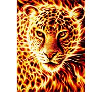 YSCOLOR Diamond Painting Leopard in Fire DIY 5D Kits for Adults Diamond Art Kits Round Full Drill Diamond Arts 30x40cm/11.8x15.8inch
