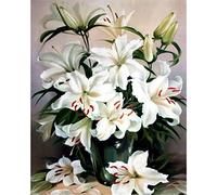 YSCOLOR Diamond Painting Paint by Numbers Kits for Adults Number Painting White Lily Flowers 30x40cm/11.8x15.8inch