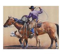 YSCOLOR DIY 5D Cowboy Diamond Painting Kits Western Cowboy Riding Towards Sunset in Wild West Rodeo Western Bucking Bronco Horse Arts for Adults Full Drill 30x40cm/11.8x15.8inch