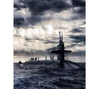 YSCOLOR DIY 5D Diamond Painting Full Drill Kit Submarine Ocean Marine Sea Waves Military Warship Fashion Sea Home Arts Craft 30x40cm/11.8x15.8inch
