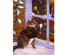YSCOLOR DIY 5D Diamond Painting Winter Snow Scenery Round Diamond Mosaic Art Painting Christmas Scenery Home Decoration Gift 30x40cm/11.8x15.8inch
