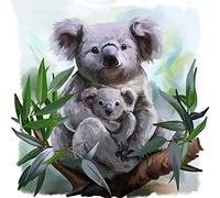 YSCOLOR DIY Diamond Embroidery 5D Round Diamond Painting Cute Koala Mother & Baby Diamond Mosaic Home Decor Full Rhinestone Cross Stitch 11.8X11.8 in/30X30cm