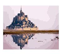 YSCOLOR DIY Oil Painting Panorama of Mont Saint Michel Paint by Numbers for Adult Painting Living Room Bedroom Kitchen Decoration Canvas 16X20in/40X50cm