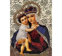YSCOLOR Embroidery with Beads Jesus Virgin Mary Diamond Embroidery Religion Figures Cross Stitch DIY 5D Diamond Painting Beading 11.8X15.8 in/30X40cm