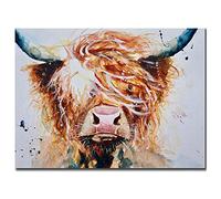 YSCOLOR Full DIY Round Diamond Painting Highland Cow Handmade Diamond Embroidery Animal Decor Home Picture of Rhinestone 11.8X15.8in/30X40cm