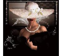 YSCOLOR Full Drill Round 5D Diy Diamond Painting Lady In Black Dress And White Hat Diamond Embroidery Cross Stitch Mosaic Painting 11.8X11.8in/30X30cm