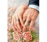 YSCOLOR Groom and Bride Wedding Hands Together Diamond Painting Kits DIY Paint with Full Drill Round Diamond Art Embroidery Kits Wall Decoration 30x40cm/11.8x15.8inch