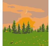 YSCOLOR Kids Paint by Numbers Kits Forest Sunset and Moon DIY Art Set with Canvas Brushes and Paints Fun Nature Art Including Inner Frame 20x20 cm