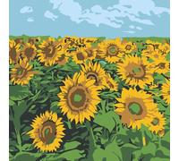 YSCOLOR Kids Paint by Numbers Kits Sunflower Field Scene DIY Art Set with Canvas Brushes and Paints Fun Nature Art Including Inner Frame 20x20 cm