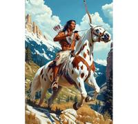YSCOLOR Native American Man Diamond Art Kits for Adults Native American Diamond Painting Dots 5D DIY Full Drill Gem Art Wall Decor for Home Office 30x40cm/11.8x15.8inch