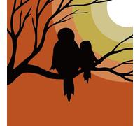 YSCOLOR Paint by Numbers Kits Birds on Branch at Night DIY Serene Art Silhouette Nature Scene for Children and Beginners Including Inner Frame 20x20 cm