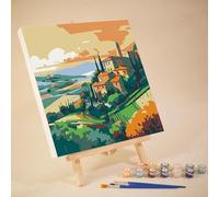 YSCOLOR Paint by Numbers Kits Countryside Villa DIY Lively Art Nature Scene for Children and Beginners Including Inner Frame 20x20 cm