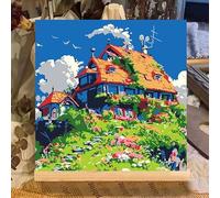 YSCOLOR Paint by Numbers Kits Fairy Tale House DIY Whimsical Art Nature Scene for Children and Beginners Including Inner Frame 20x20 cm