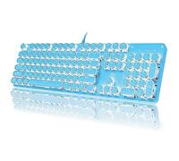 YSCP Typewriter Style Mechanical Gaming Keyboard RGB Backlit Wired with Blue Switch Retro Round Keycap 104 Keys Keyboard (Blue 104 Keys LED)