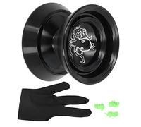 Yscryptoline Aluminum Alloy YoYo Ball, Unresponsive Yoyo for Advanced Players, High Performance Competition Yoyo with Glove and 3 Strings, Fade Free Design for Long Lasting Use (Black)
