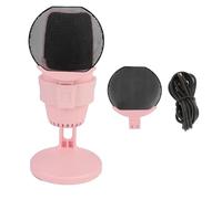 Yscryptoline USB Condenser Microphone with RGB Light, Cardioid PC Condenser Mic for Gaming Studio Recording Live Streaming, Plug and Play USB Mic with Pop Filter for Win Mac Android (Pink)