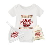 YSCULBUTOL Baby Bodysuit Fun Toddler Ramen Outfit Noodle Funny Baby Costume Jumpsuit with Hat Bags - pink - 0-3 Months