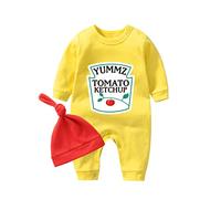 YSCULBUTOL Baby Ketchup Mustard Newborn Tomato Outfit BabyTwins Bodysuit Foodie Gift Set - yellow - 9-12 Months