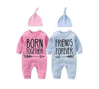 YSCULBUTOL Baby Twins Bodysuit Born Together Friend Forever Baby boy Clothes Toddler Girl Clothes - Multicolored - 9-12 Months