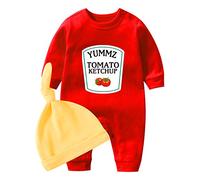 YSCULBUTOL Baby Twins Bodysuit Boy Girl Short Sleeve T-Shirt A Pair Newborns Toddler Tee Shirts, Red Ketchup, 4-6 Months