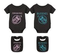 YSCULBUTOL Baby Twins Bodysuit Drinking Buddies Newborn Baby Romper Twins Boy Girl Matching Outfits Triplets Set, White Movie, 3-6 Months