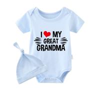 YSCULBUTOL Baby Twins Bodysuit I Love My Great Grandma Long Sleeve Body Baby Boy Girl Romper Jumpsuit Clothes - blue - 0-3 Months