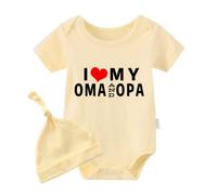 YSCULBUTOL Baby Twins Bodysuit I Love My Oma and Opa Baby Romper Newborn Infant Baby Girl Long Sleeve Outfits - yellow - 3-6 Months