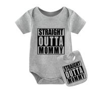 YSCULBUTOL Baby Twins Bodysuits Straight Outta Mommy Infant Baby Clothes Twin Romper Unisex Outfits With Hat, Outta Mommy, 0-3 Months